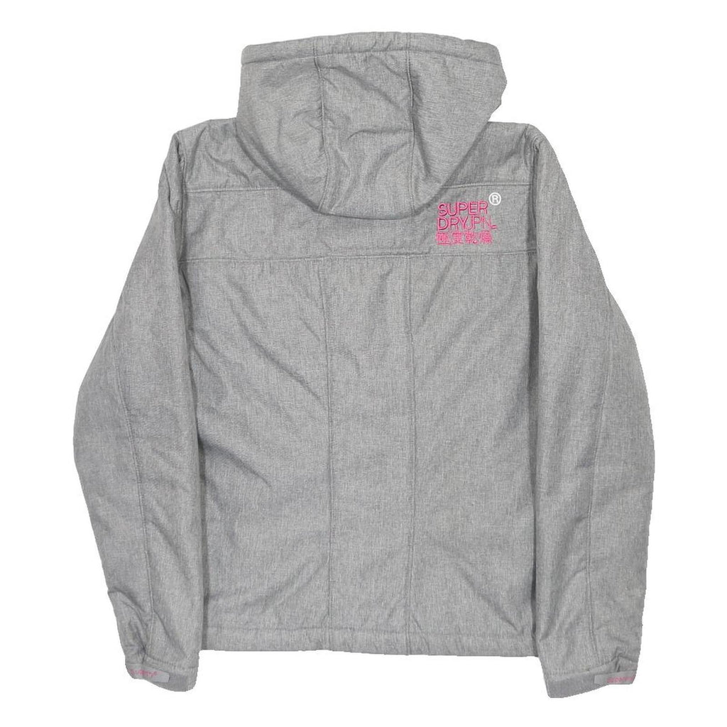 SUPERDRY Girls Grey & Pink Windtrekker XL Polyester Jacket Zip Hooded