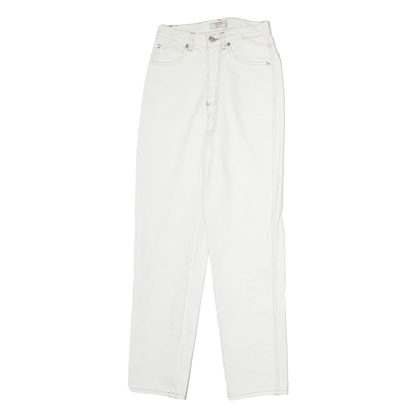 STEFANEL BASIC Womens Regular Fit White Denim Jeans W25 L29 Cotton Zip Casual
