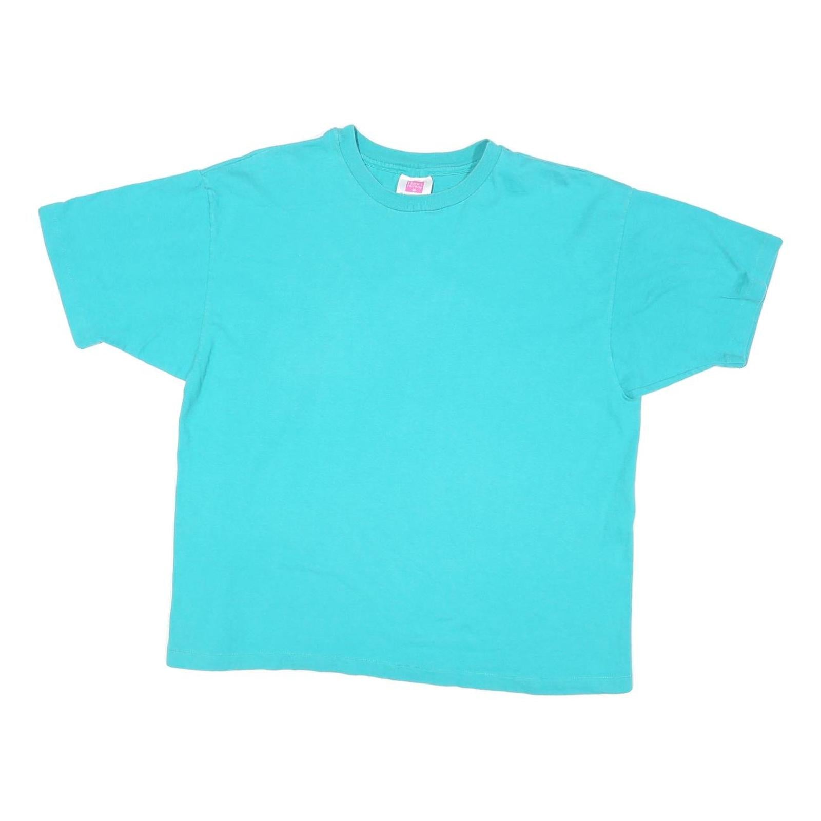 HANES Womens Blue T-Shirt L Short Sleeve Crew Neck Plain Casual Cotton Blend