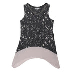 NEXT Womens Black & Cream Printed Sleeveless V-Neck Cotton Blend Top UK 8