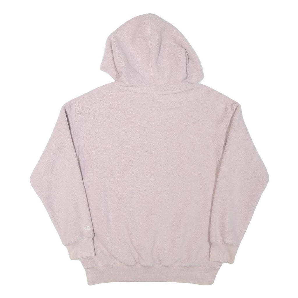 CHAMPION Womens Pink & Cream Logo Pullover Hoodie M Soft Polyester Blend