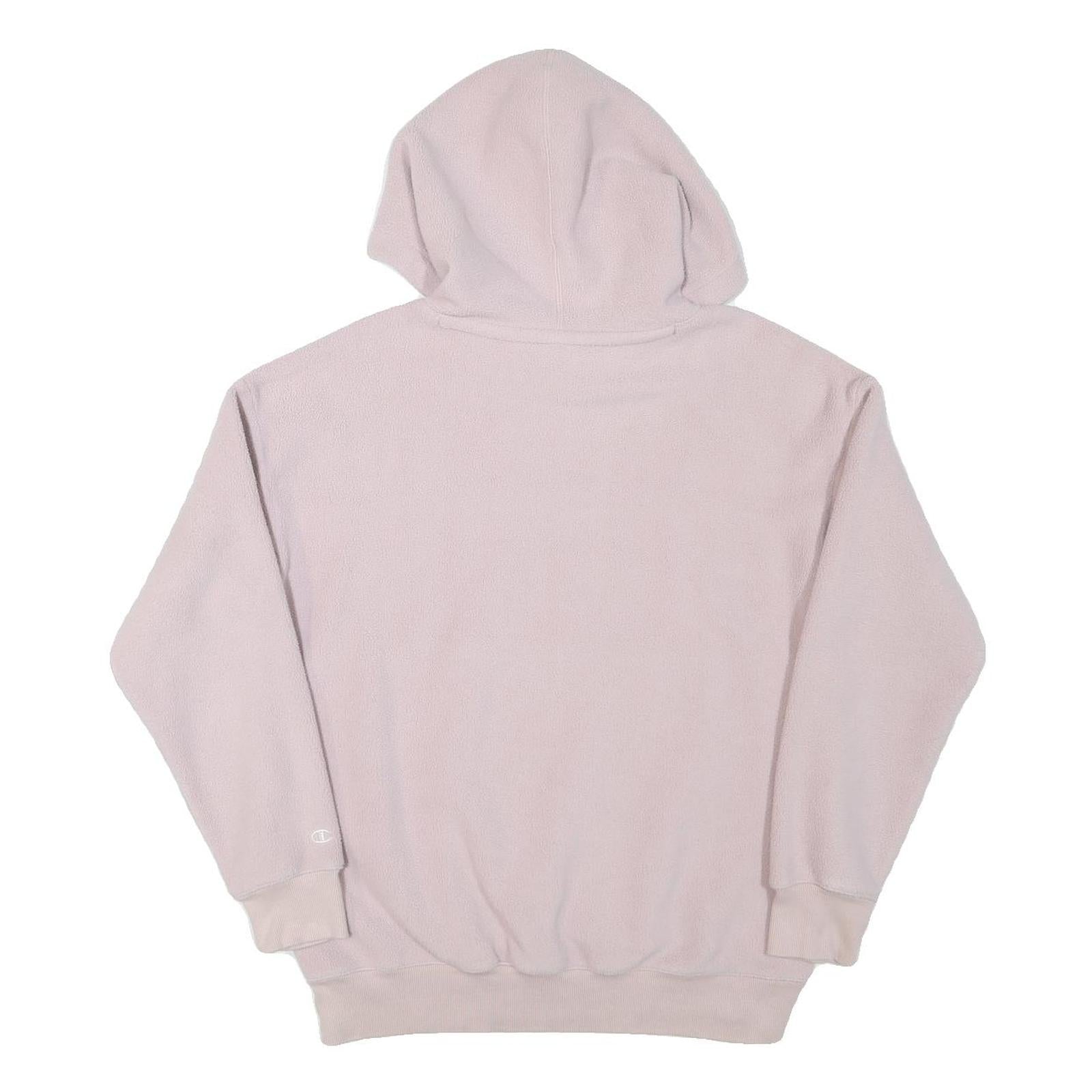 CHAMPION Womens Pink & Cream Logo Pullover Hoodie M Soft Polyester Blend