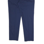 Mens Slim Navy Blue Polyester Blend Zip Trousers W32 L28 Smart Casual Workwear