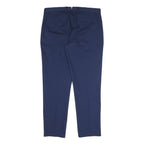Mens Slim Navy Blue Polyester Blend Zip Trousers W32 L28 Smart Casual Workwear