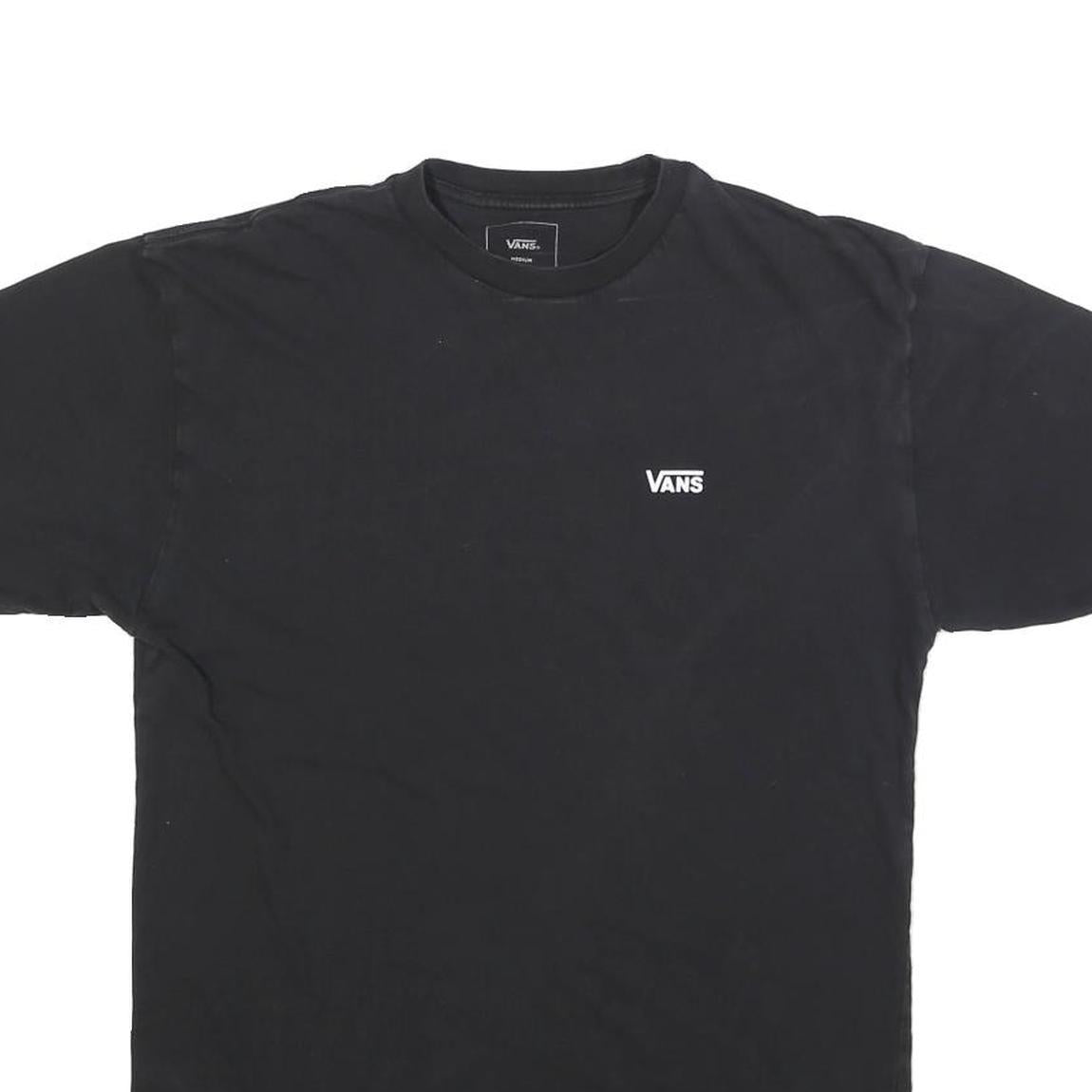 VANS Mens Black Classic Logo T-Shirt M Short Sleeve Crew Neck Cotton Blend