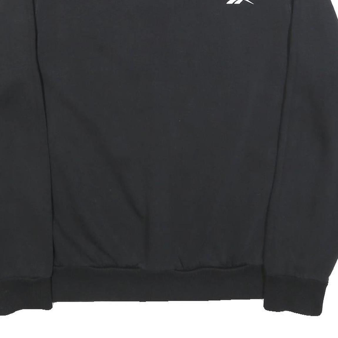 REEBOK Womens Black Cotton Blend Crew Neck Sweatshirt L Classic Logo Casual