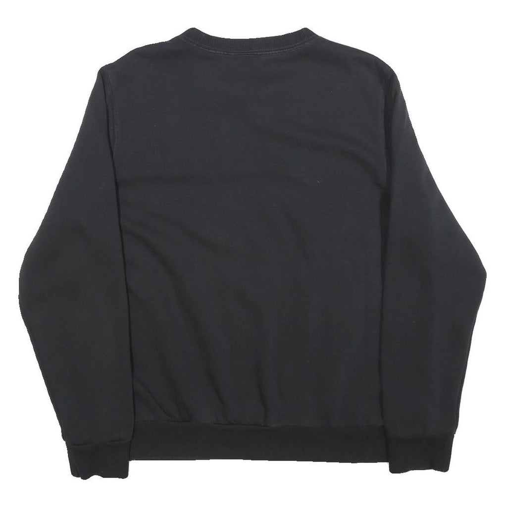 REEBOK Womens Black Cotton Blend Crew Neck Sweatshirt L Classic Logo Casual