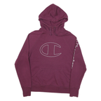 CHAMPION Mens Maroon Pullover Hoodie M Cotton Blend Logo Print