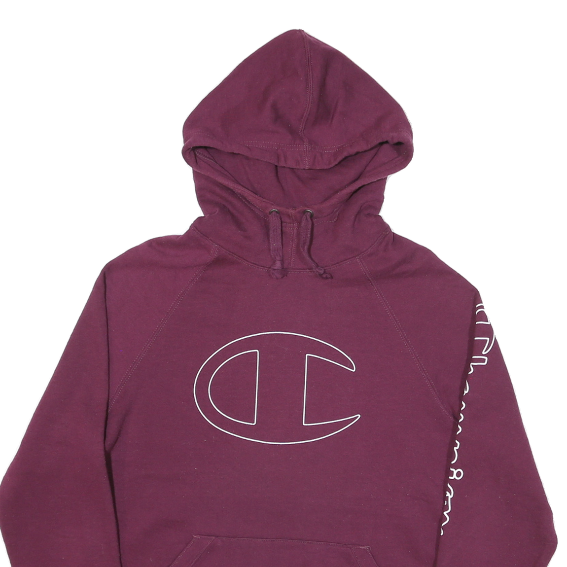 CHAMPION Mens Maroon Pullover Hoodie M Cotton Blend Logo Print