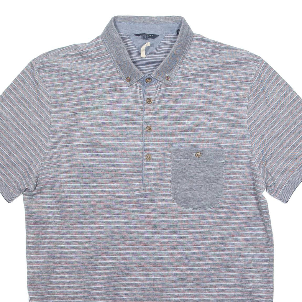 TED BAKER Mens Polo Shirt Grey Striped M