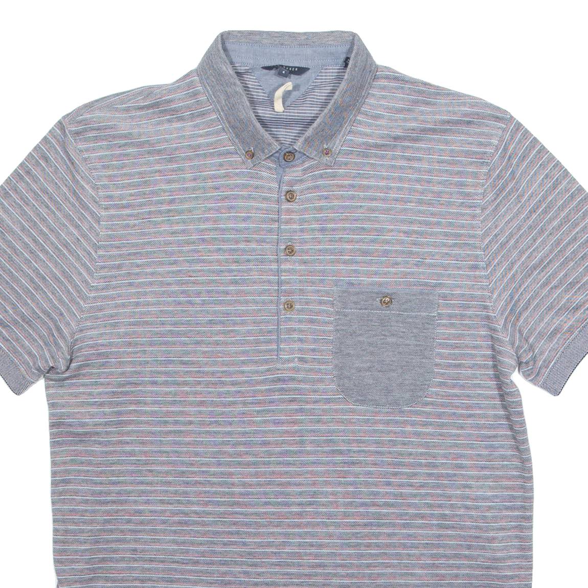 TED BAKER Mens Polo Shirt Grey Striped M