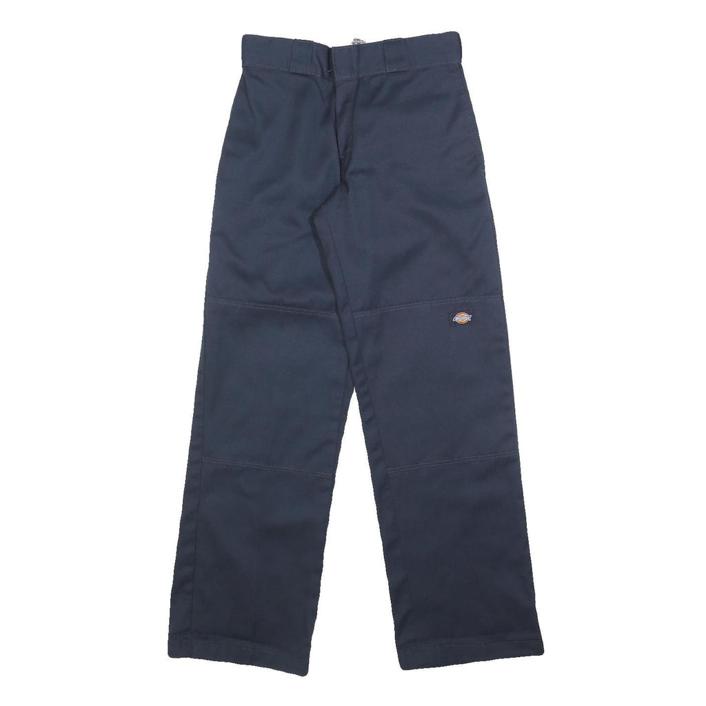 DICKIES Womens Cotton Blend Navy Blue Loose Straight Trousers W26 L30 Workwear