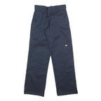 DICKIES Womens Cotton Blend Navy Blue Loose Straight Trousers W26 L30 Workwear