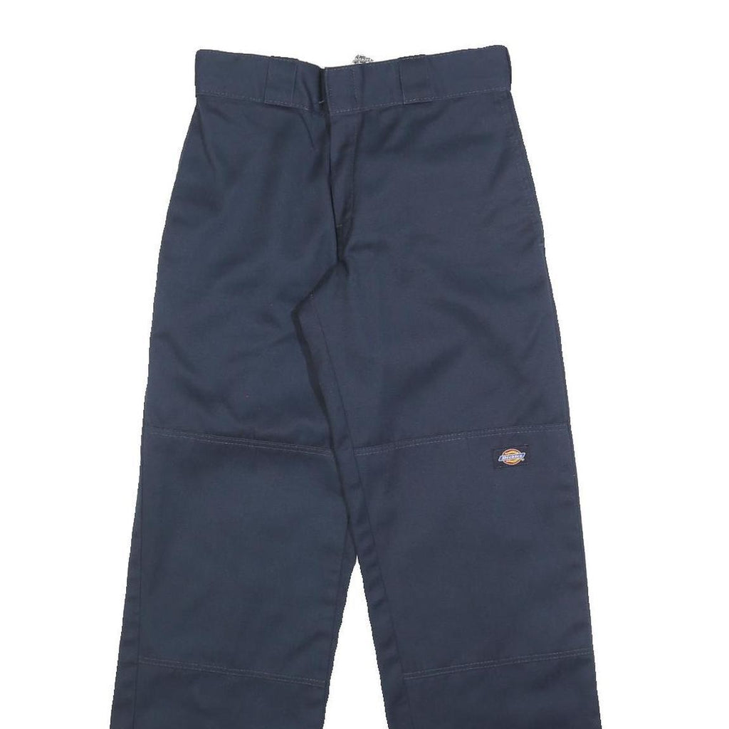 DICKIES Womens Cotton Blend Navy Blue Loose Straight Trousers W26 L30 Workwear