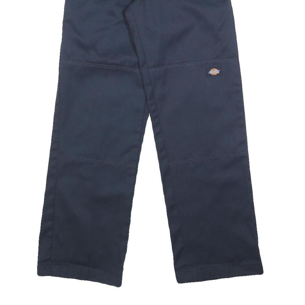 DICKIES Womens Cotton Blend Navy Blue Loose Straight Trousers W26 L30 Workwear