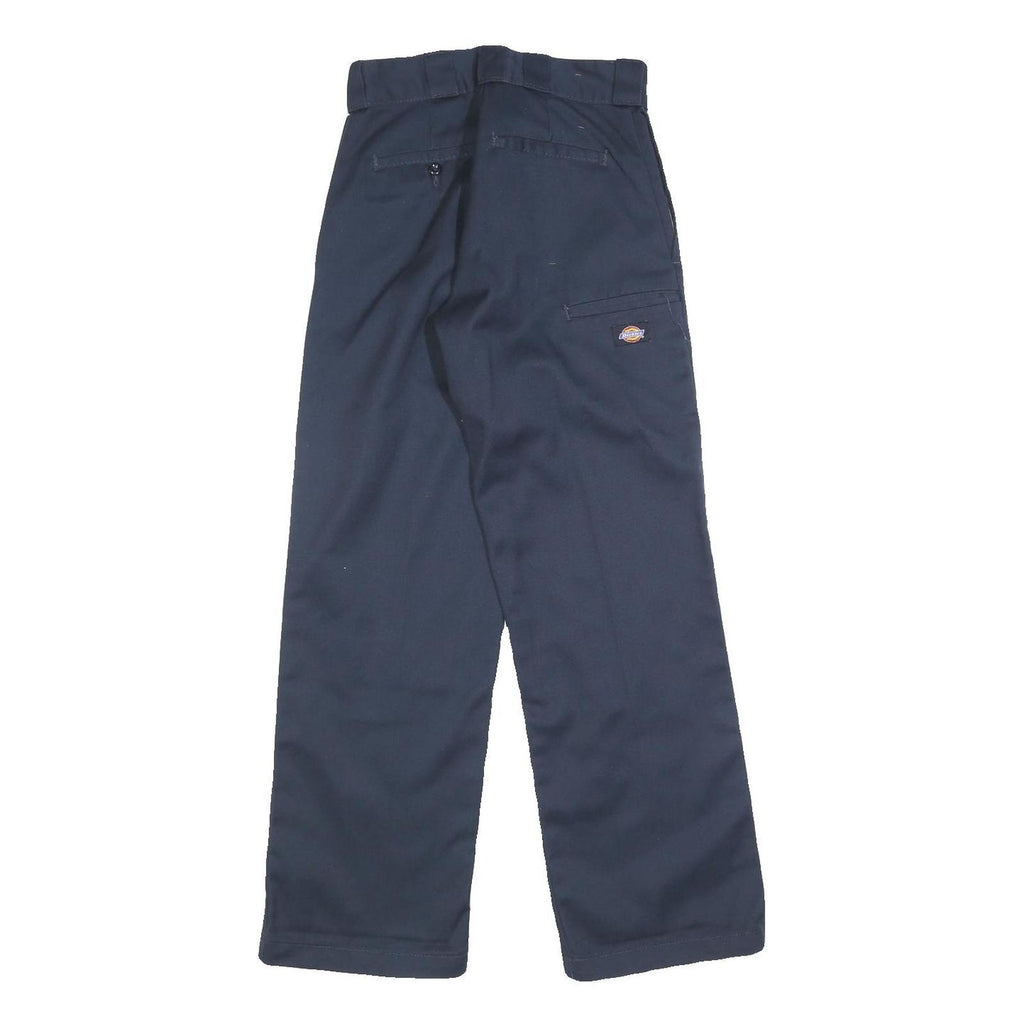 DICKIES Womens Cotton Blend Navy Blue Loose Straight Trousers W26 L30 Workwear