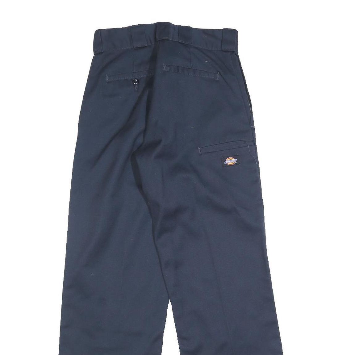 DICKIES Womens Cotton Blend Navy Blue Loose Straight Trousers W26 L30 Workwear