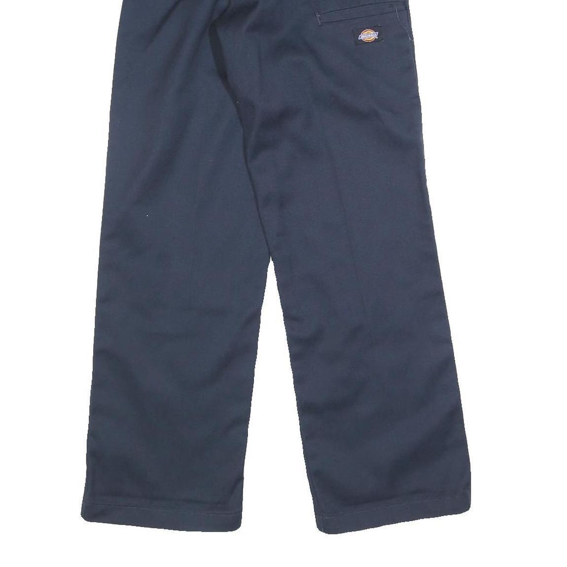 DICKIES Womens Cotton Blend Navy Blue Loose Straight Trousers W26 L30 Workwear