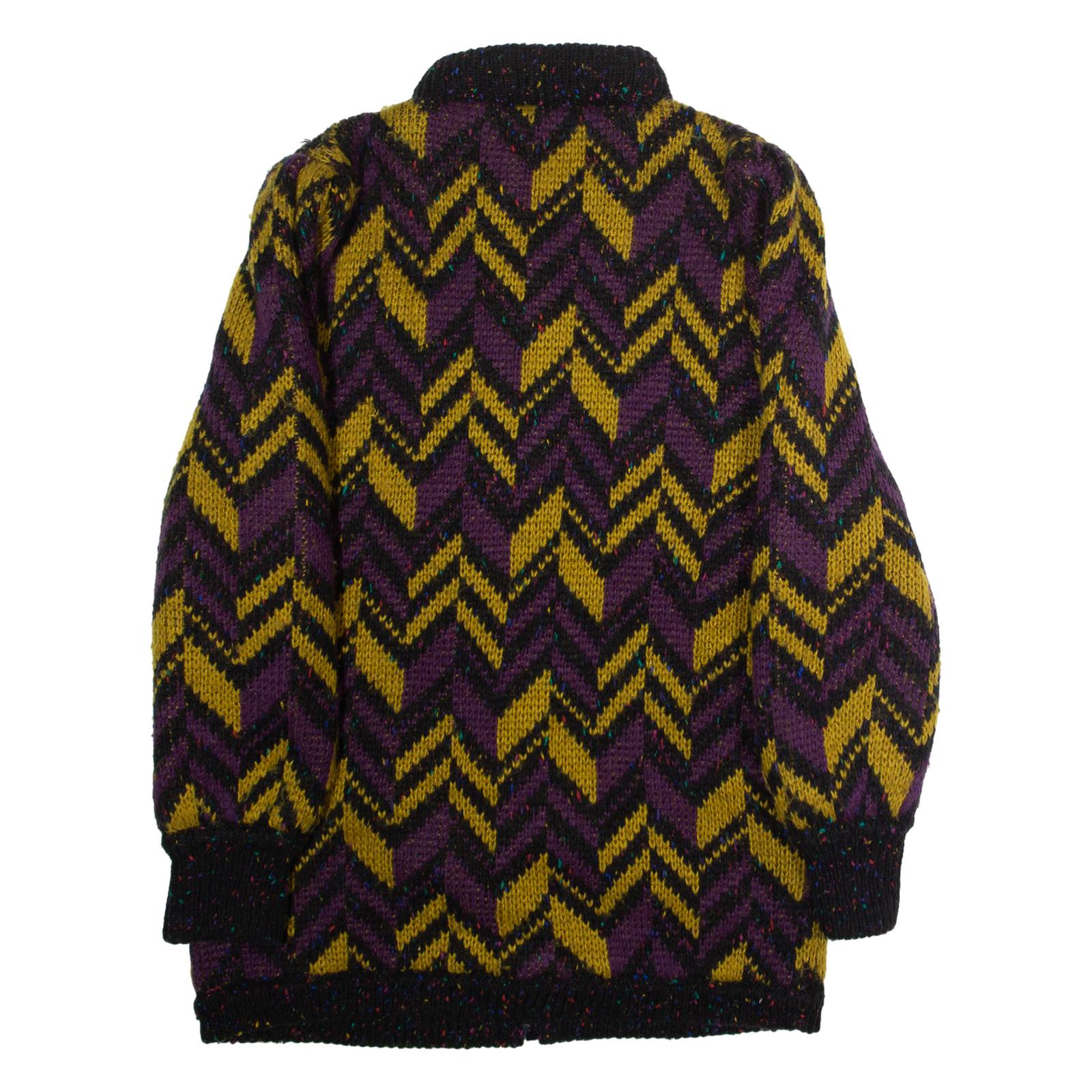 Womens Overcoat Coat Purple Knit Wool Chevron S