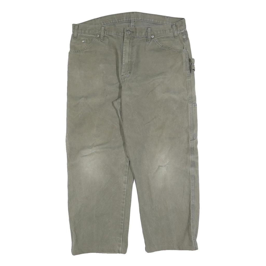 DICKIES Mens Regular Fit Beige Cotton Blend Workwear Trousers W36 L28 Utility