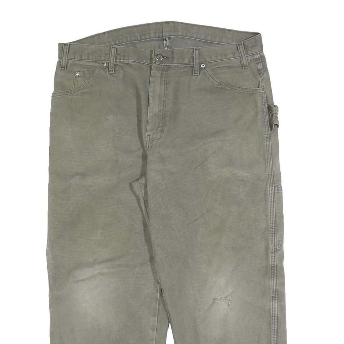 DICKIES Mens Regular Fit Beige Cotton Blend Workwear Trousers W36 L28 Utility