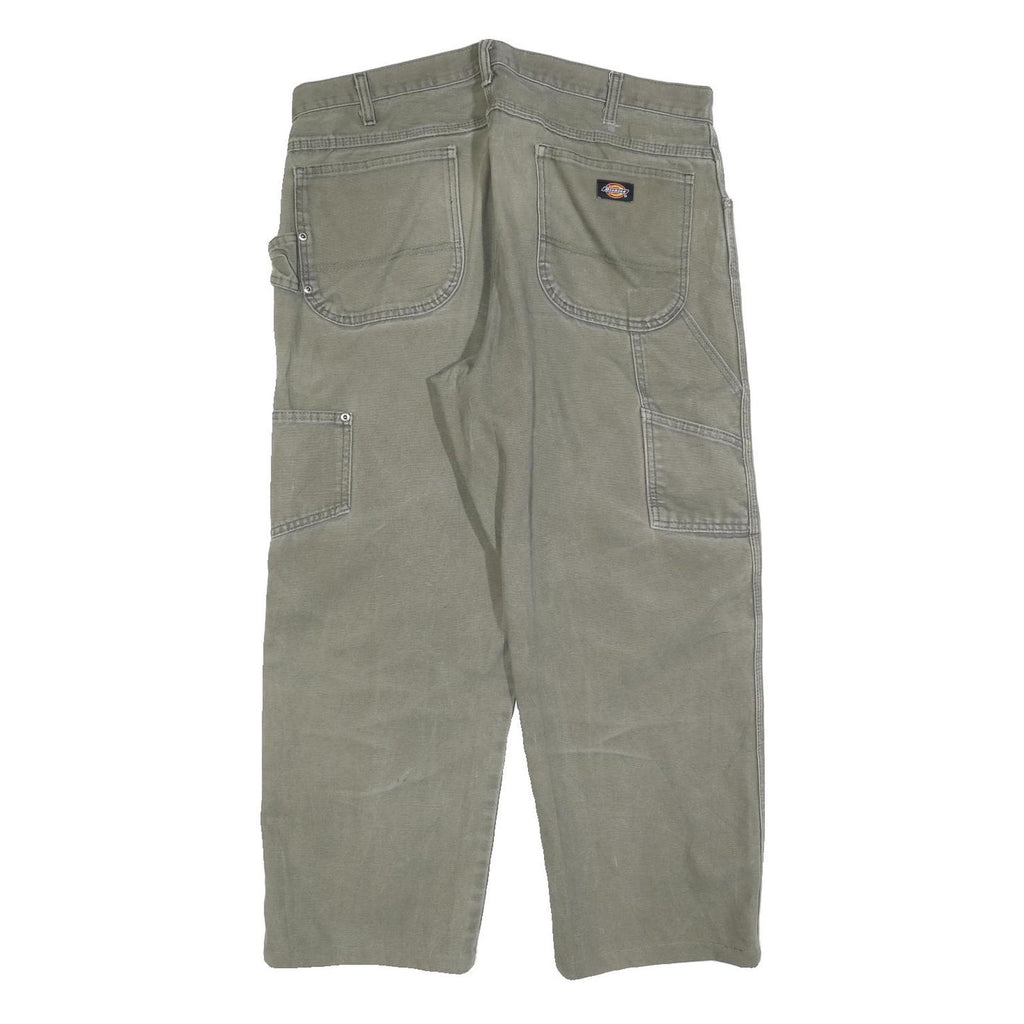 DICKIES Mens Regular Fit Beige Cotton Blend Workwear Trousers W36 L28 Utility