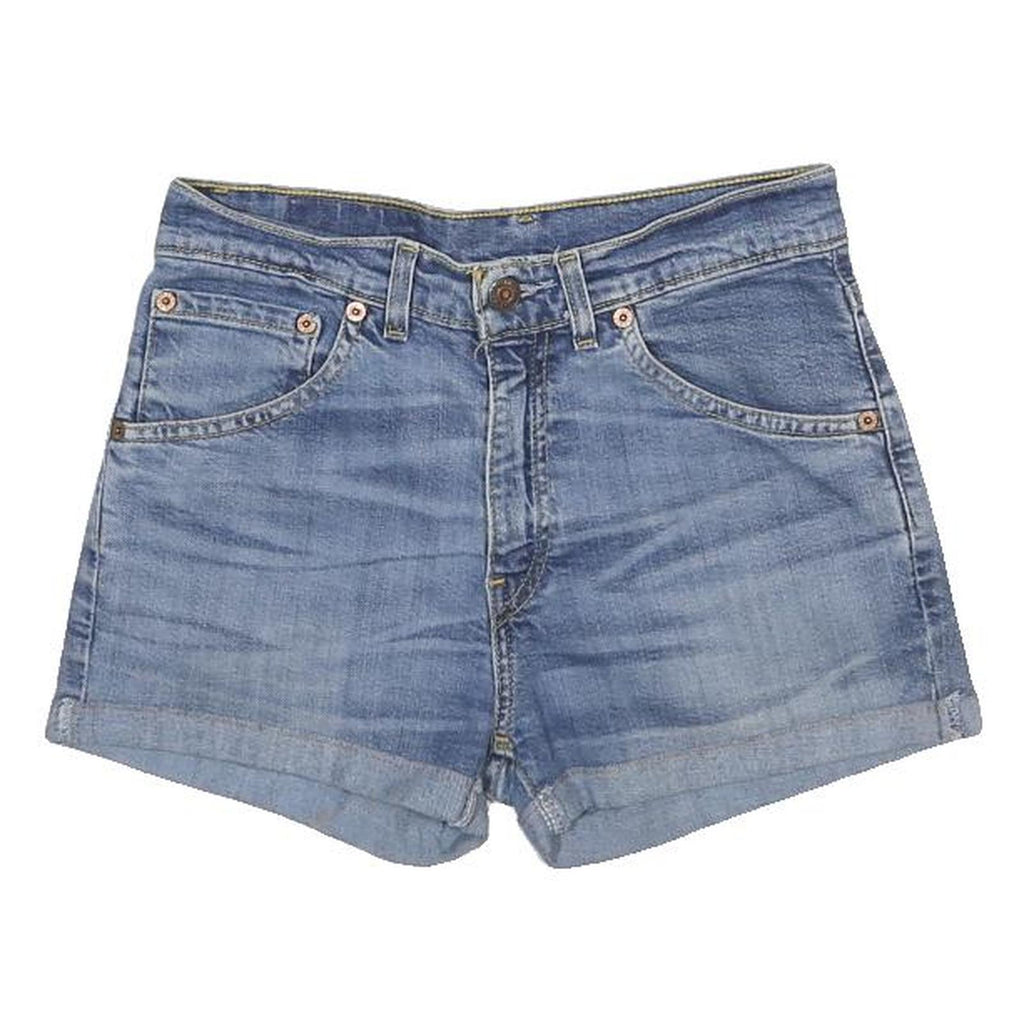 LEVI'S Womens Denim Blue Shorts M W28 Casual Cotton Blend Summer Roll Hem