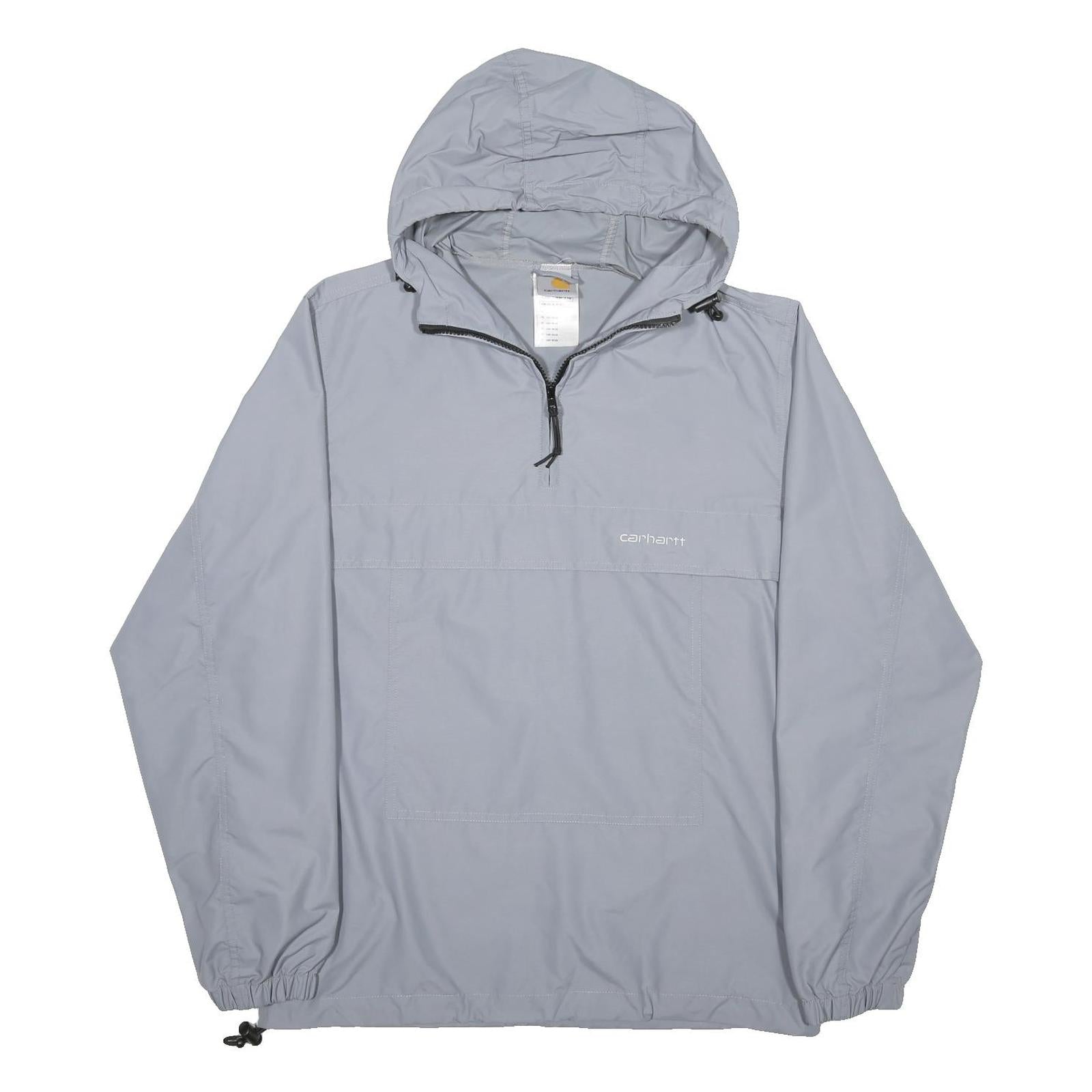 CARHARTT Mens Grey Nylon Hooded Jacket XS Zip Casual Outerwear Lightweight
