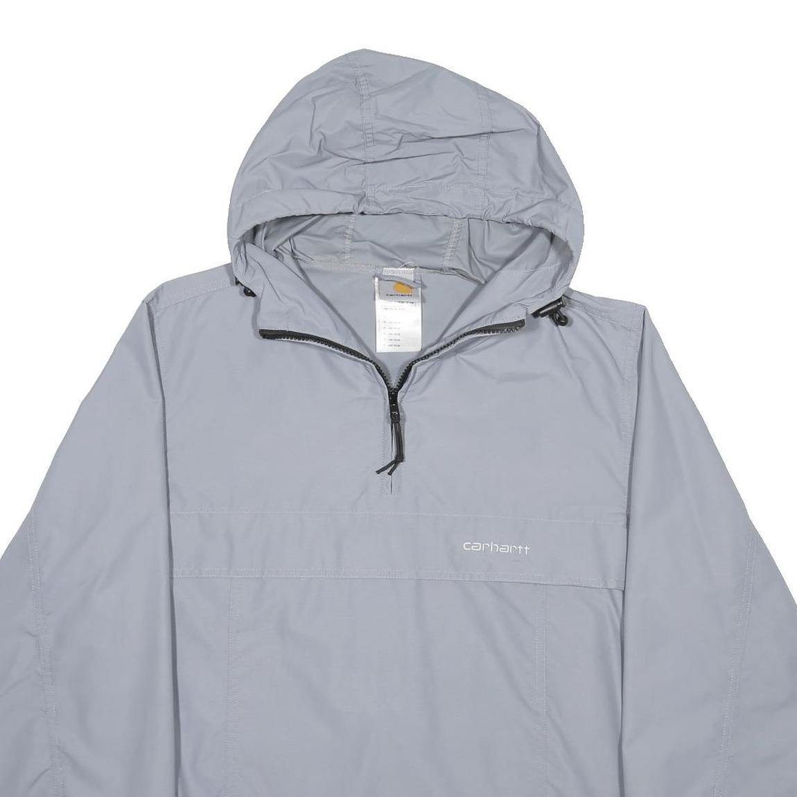 CARHARTT Mens Grey Nylon Hooded Jacket XS Zip Casual Outerwear Lightweight