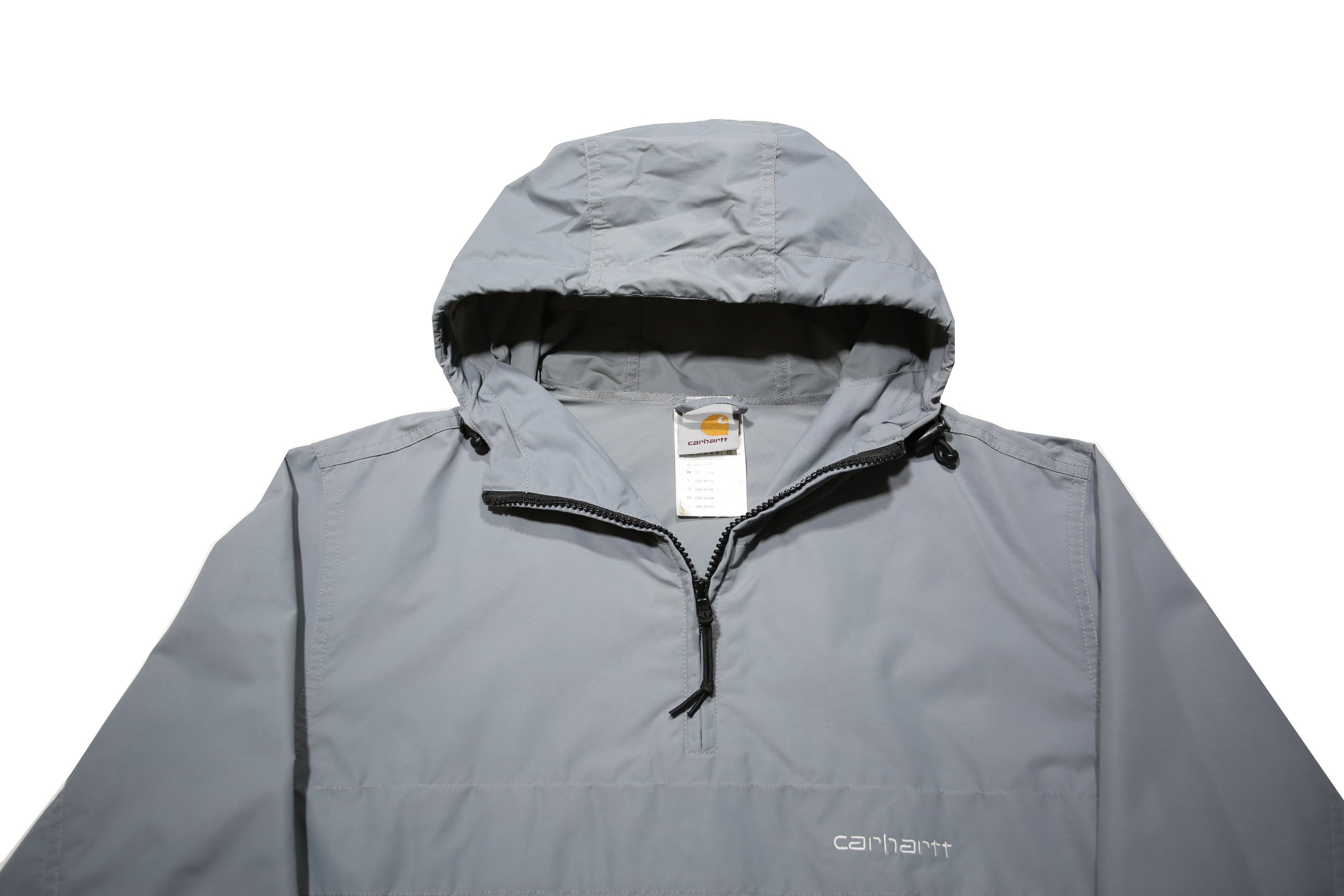 CARHARTT Mens Grey Nylon Hooded Jacket XS Zip Casual Outerwear Lightweight