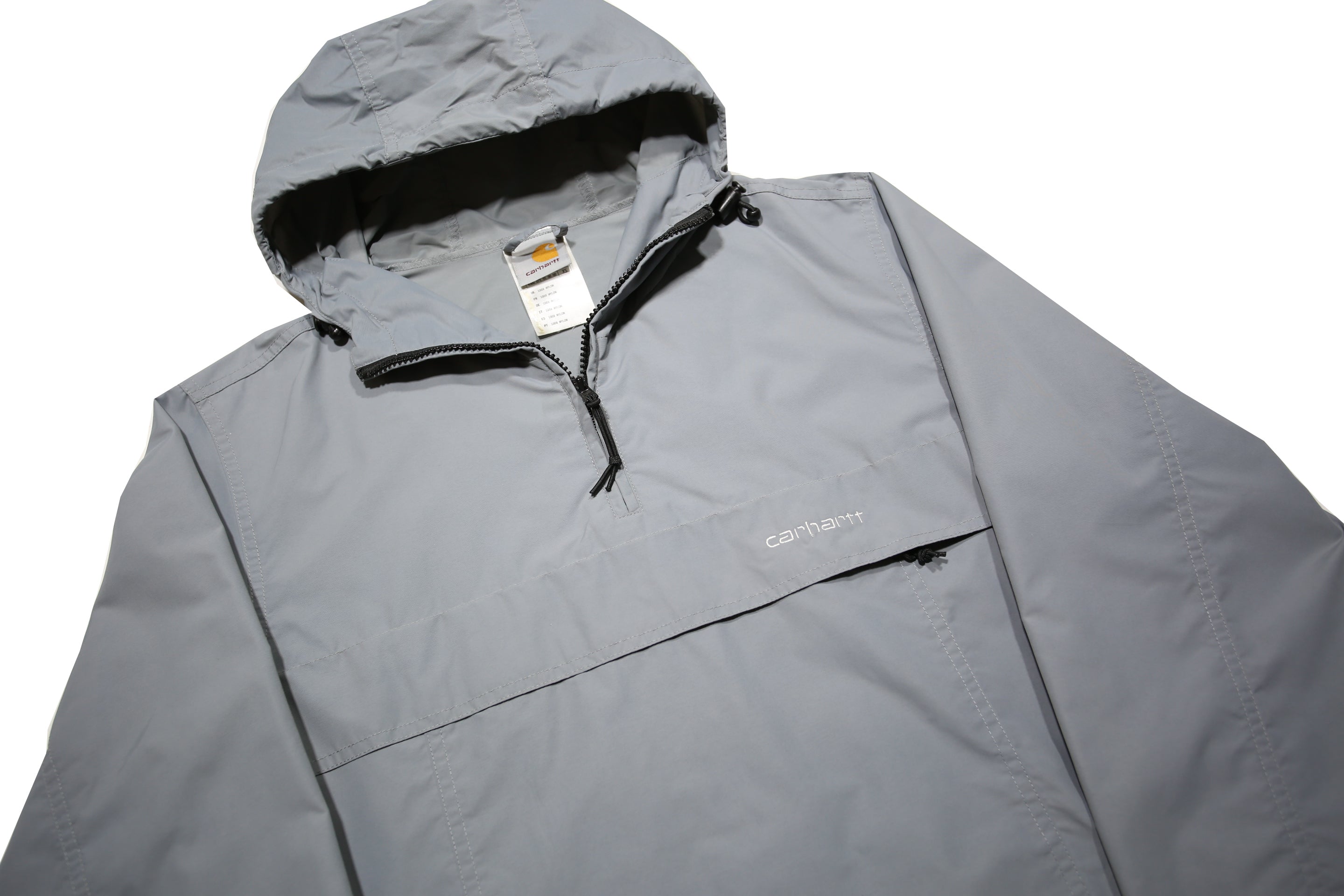 CARHARTT Mens Grey Nylon Hooded Jacket XS Zip Casual Outerwear Lightweight