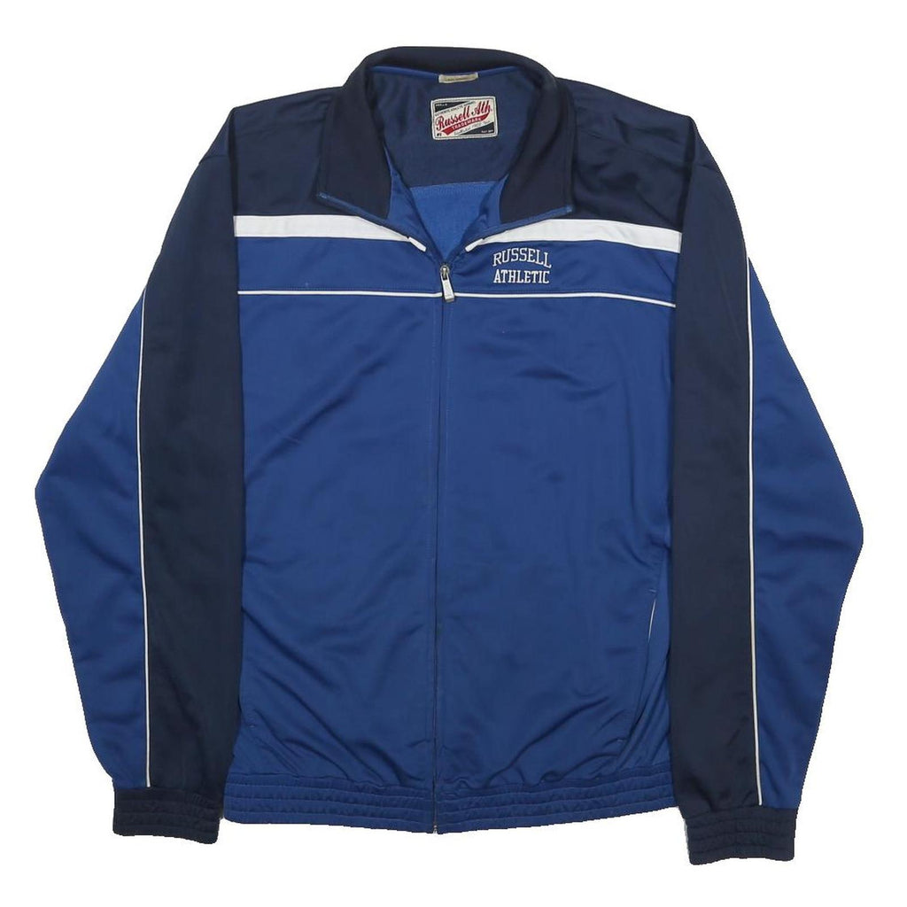 RUSSELL ATHLETIC Mens Blue & Navy Retro Track Zip Jacket 2XL Polyester