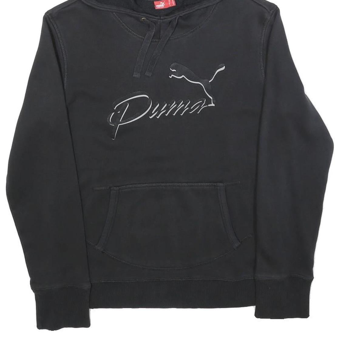 PUMA Womens Black Hoodie M Cotton Blend Pullover Casual Sports Sweatshirt