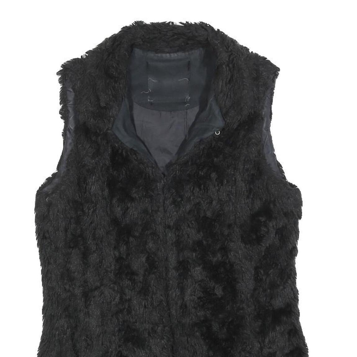 Womens Black Faux Fur Jacket S Polyester Blend Button Closure Soft
