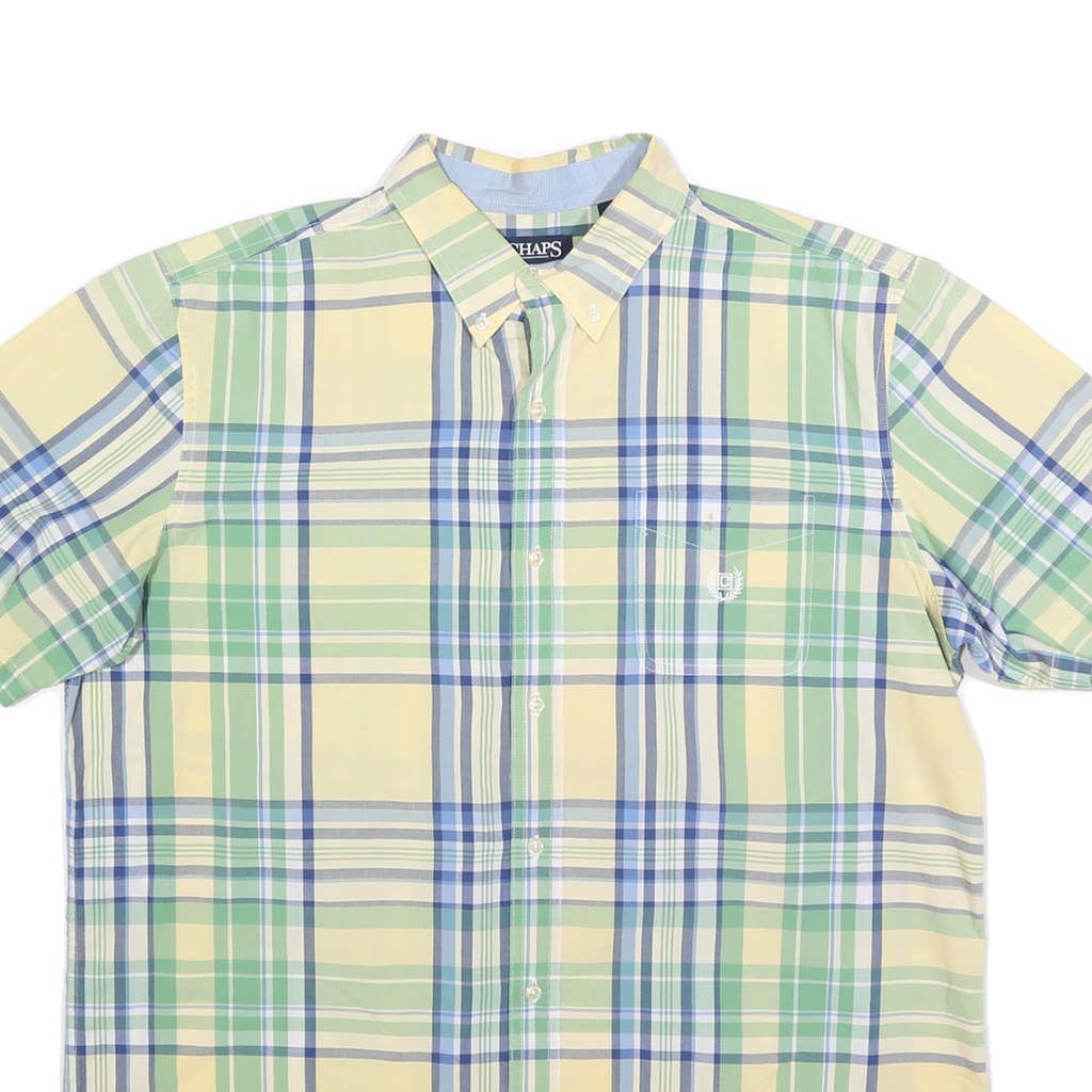 CHAPS Mens Yellow & Green Checked Button-Down Shirt XL Summer Casual Cotton
