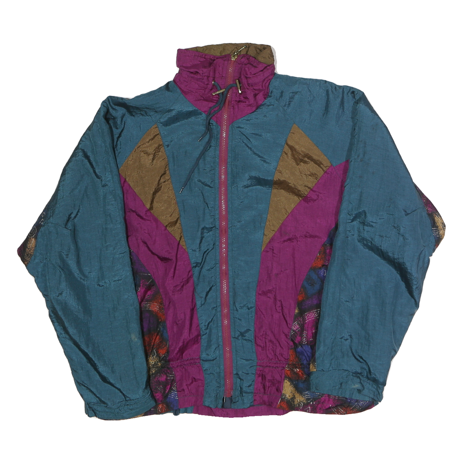 VILLE FRANCHE Womens Blue & Purple Nylon Zip Jacket M Colourblock Casual