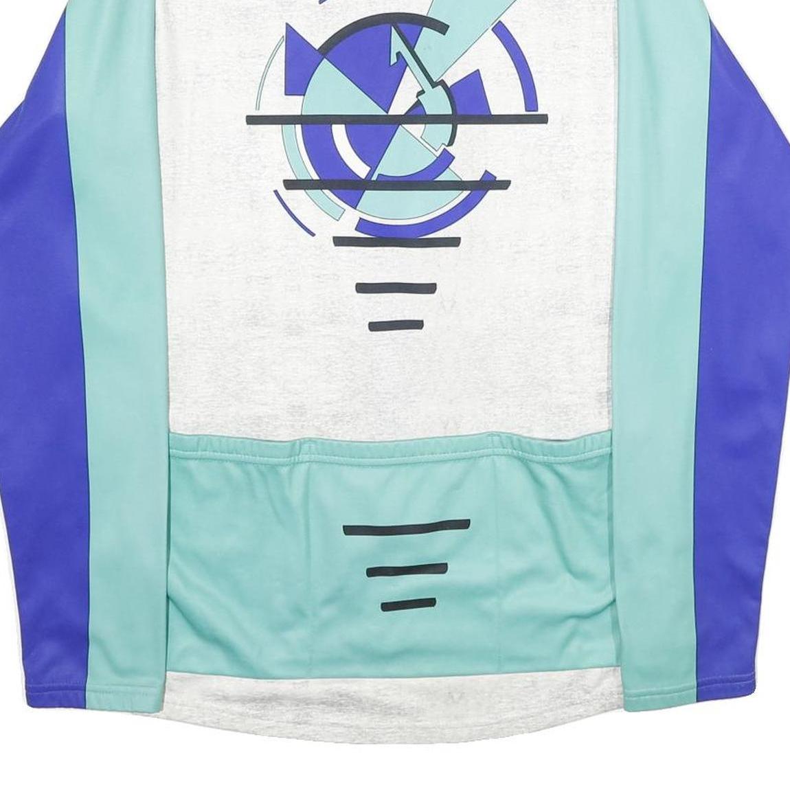 SANTINI Mens Blue & Green Polyester Cycling Jacket 2XL Zip Sportswear Design