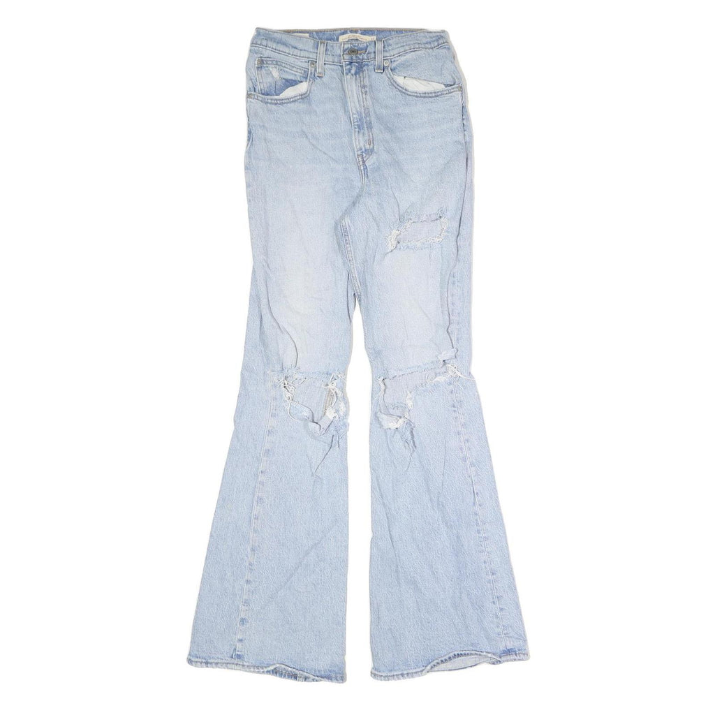 LEVI'S Womens Light Blue Denim Regular Fit Flared Jeans W27 L30 Distressed