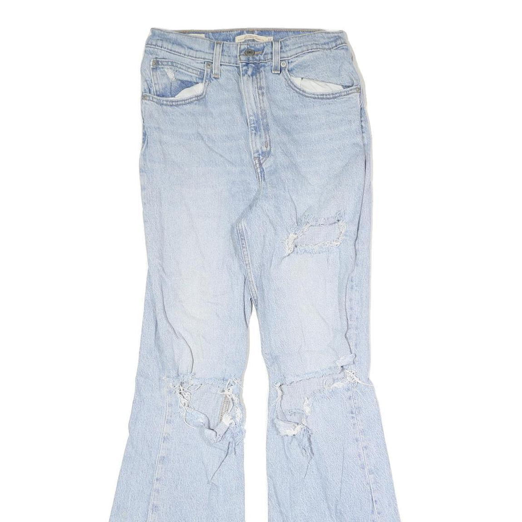 LEVI'S Womens Light Blue Denim Regular Fit Flared Jeans W27 L30 Distressed