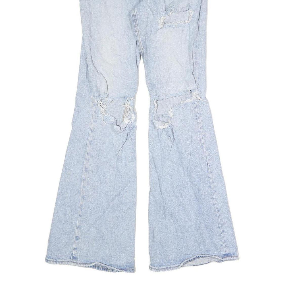 LEVI'S Womens Light Blue Denim Regular Fit Flared Jeans W27 L30 Distressed