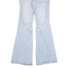 LEVI'S Womens Light Blue Denim Regular Fit Flared Jeans W27 L30 Distressed