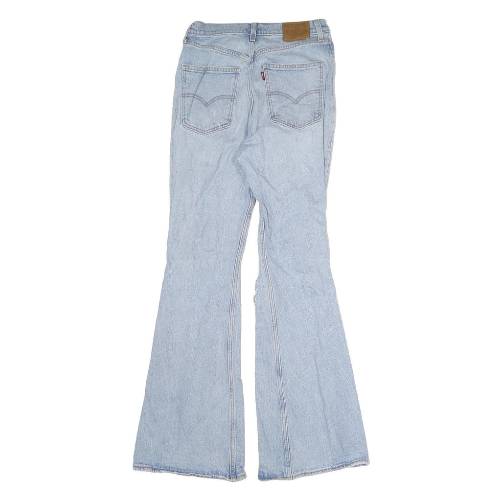 LEVI'S Womens Light Blue Denim Regular Fit Flared Jeans W27 L30 Distressed