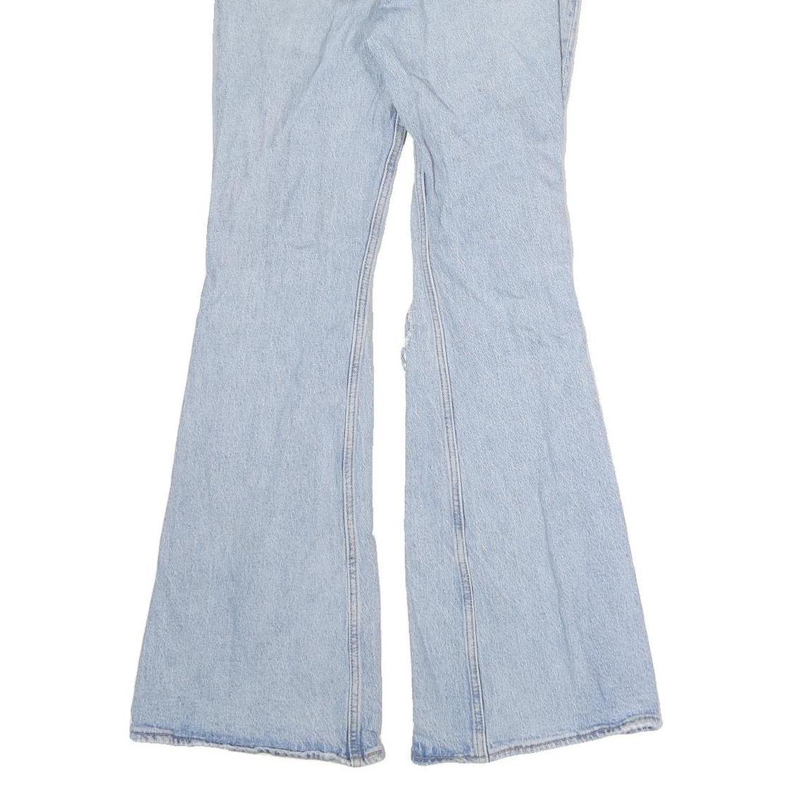 LEVI'S Womens Light Blue Denim Regular Fit Flared Jeans W27 L30 Distressed