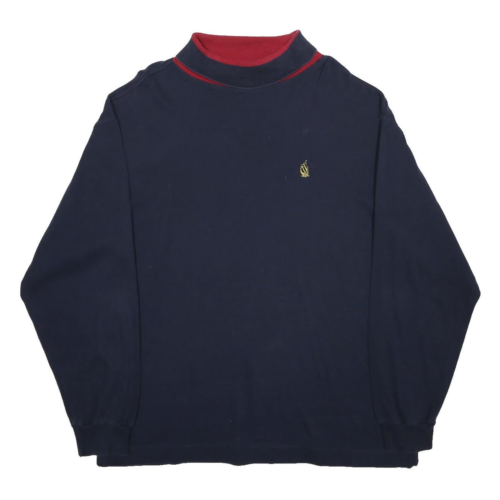 NAUTICA Mens Navy Blue & Red Crew Neck Sweatshirt XL Cotton Pullover Casual