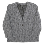 MARINA RINALDI Womens Black Jacket M Polyester Blend Button Paisley Pattern