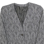 MARINA RINALDI Womens Black Jacket M Polyester Blend Button Paisley Pattern