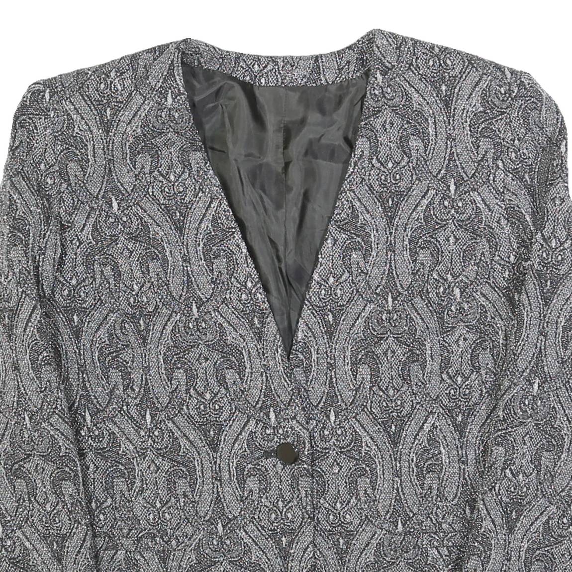 MARINA RINALDI Womens Black Jacket M Polyester Blend Button Paisley Pattern