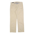 TOMMY HILFIGER Mens Cotton Blend Beige Regular Straight Trousers W34 L32 Classic
