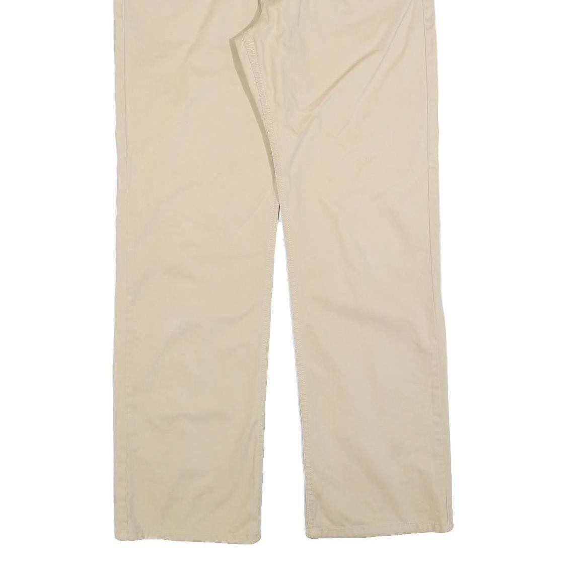TOMMY HILFIGER Mens Cotton Blend Beige Regular Straight Trousers W34 L32 Classic