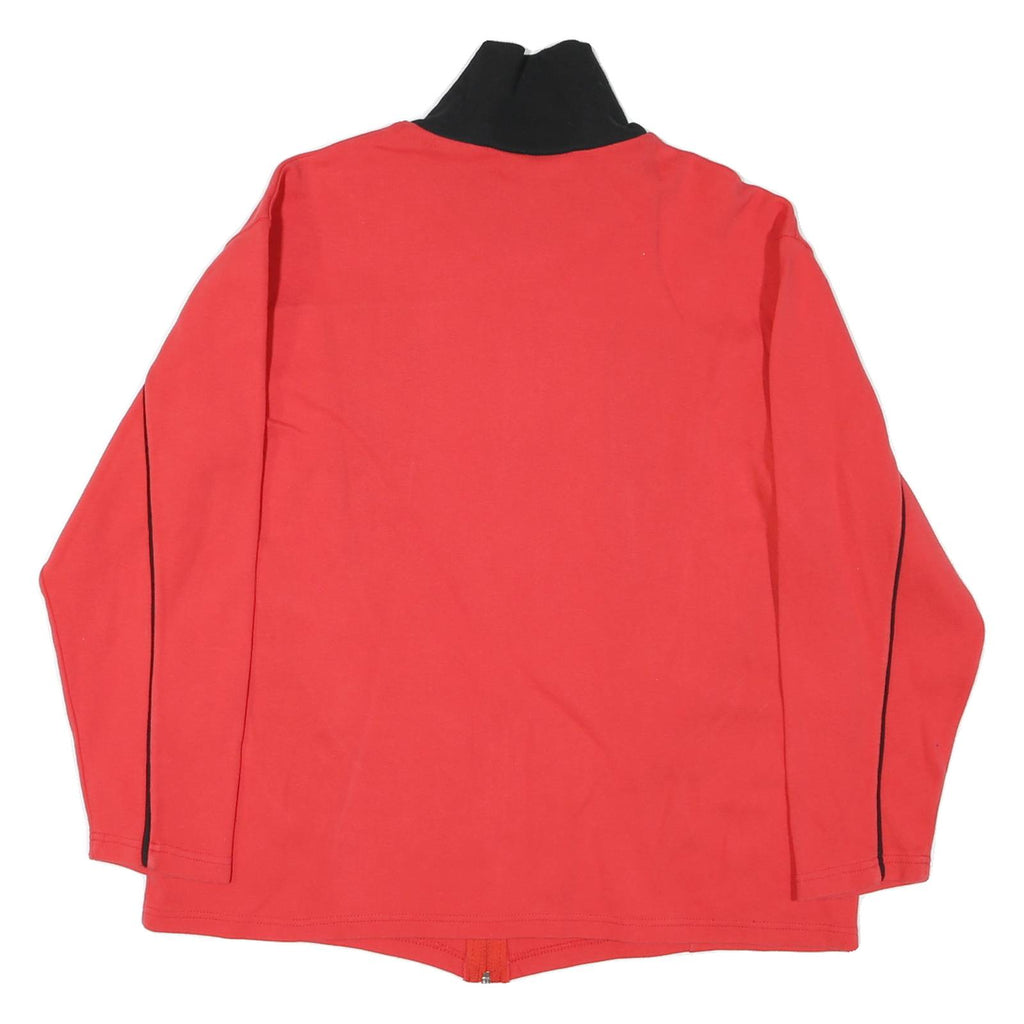 Mens Red & Black Zip Polyester Blend Casual Jacket L Plain Colourblock